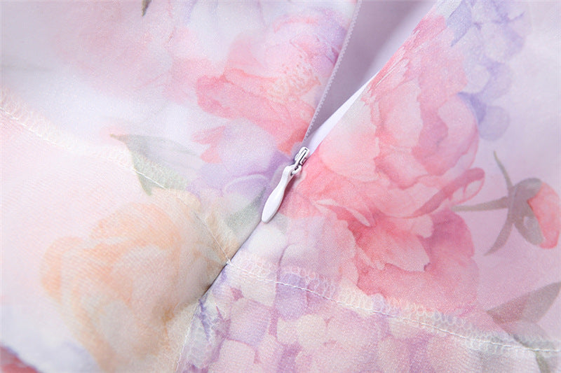 Women's Spring Printed Halter Neck Backless A-line Mini Dress 14