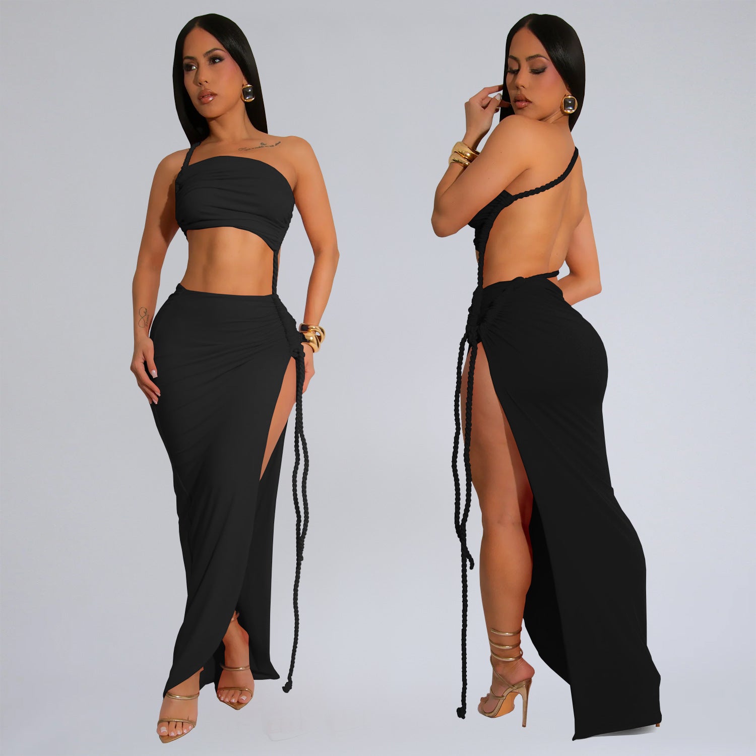 Women Summer Bodycon Slit Side Sexy Maxi Dress 7