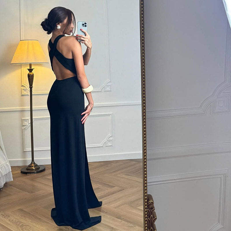 Womenƒ??s Sexy Hollow-Out Slit Sleeveless Long Dress 3