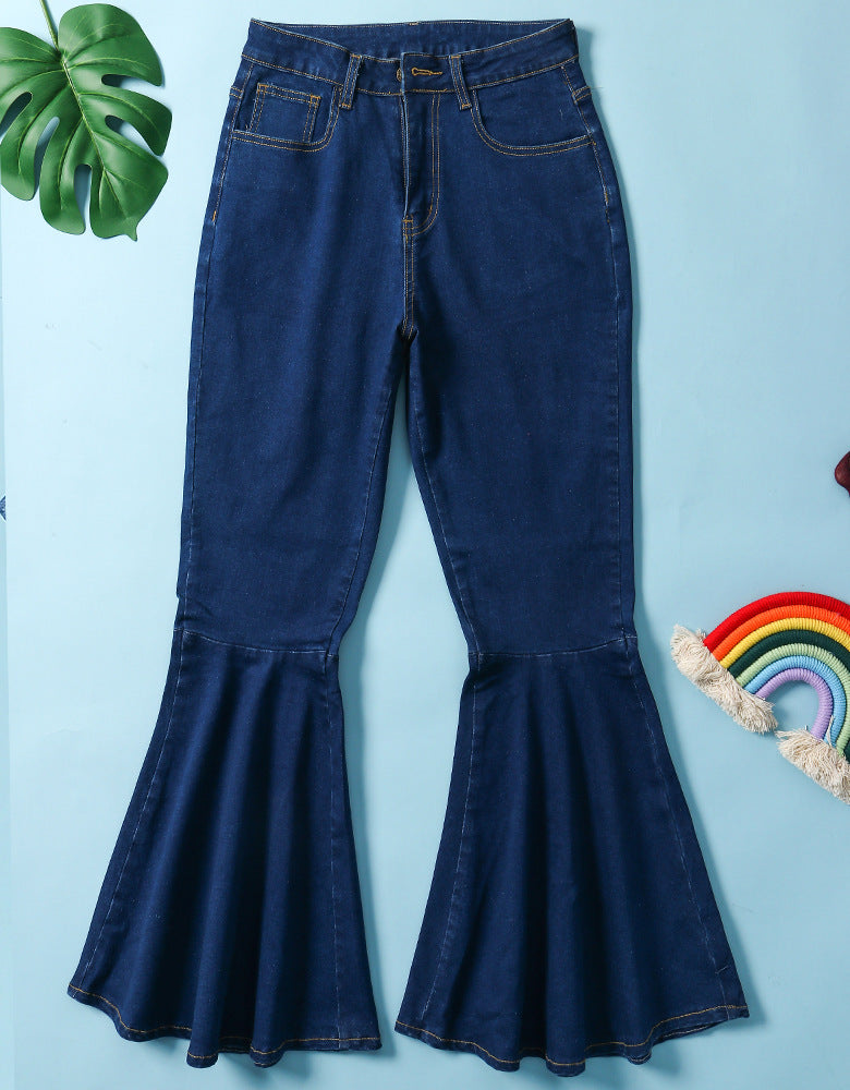 Women fashion stretchy Bell Bottom Denim Pants 11