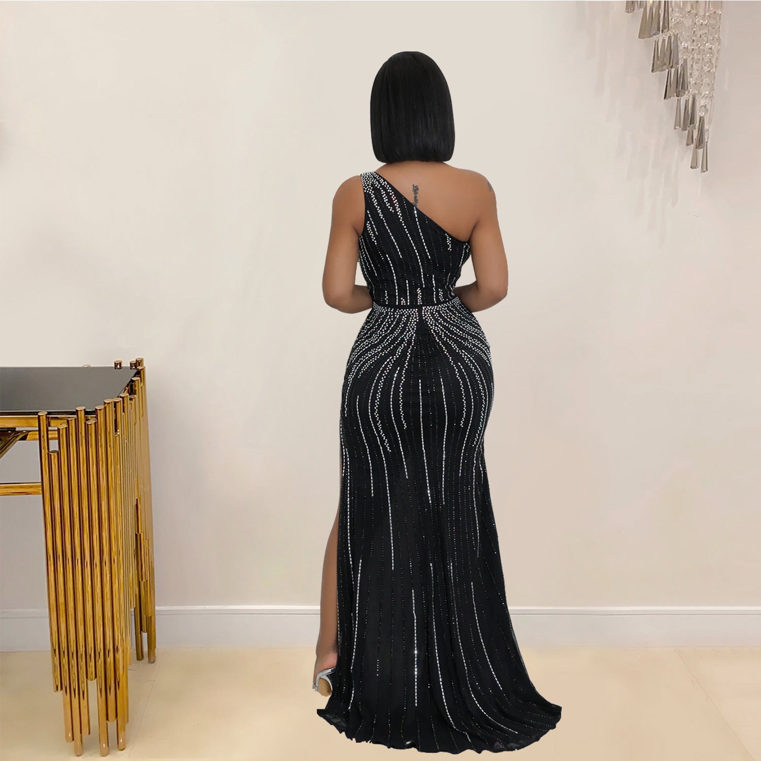 Women Sexy Beaded Dress Long 3