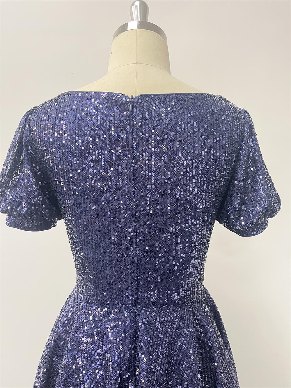 Women Elegant Zipper Cocktail Party Dress Sparkling Mini Dress 10