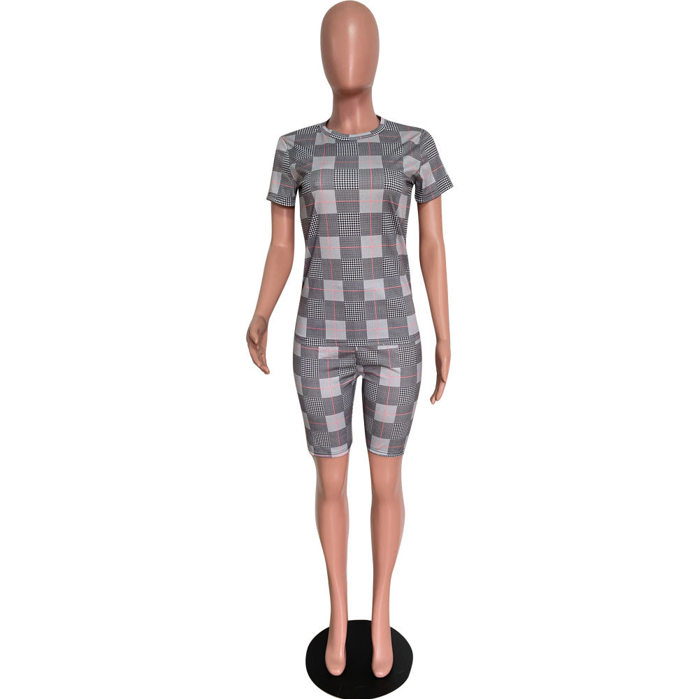 Summer Fashionable casual print T-shirt and shorts 2-piece set 10