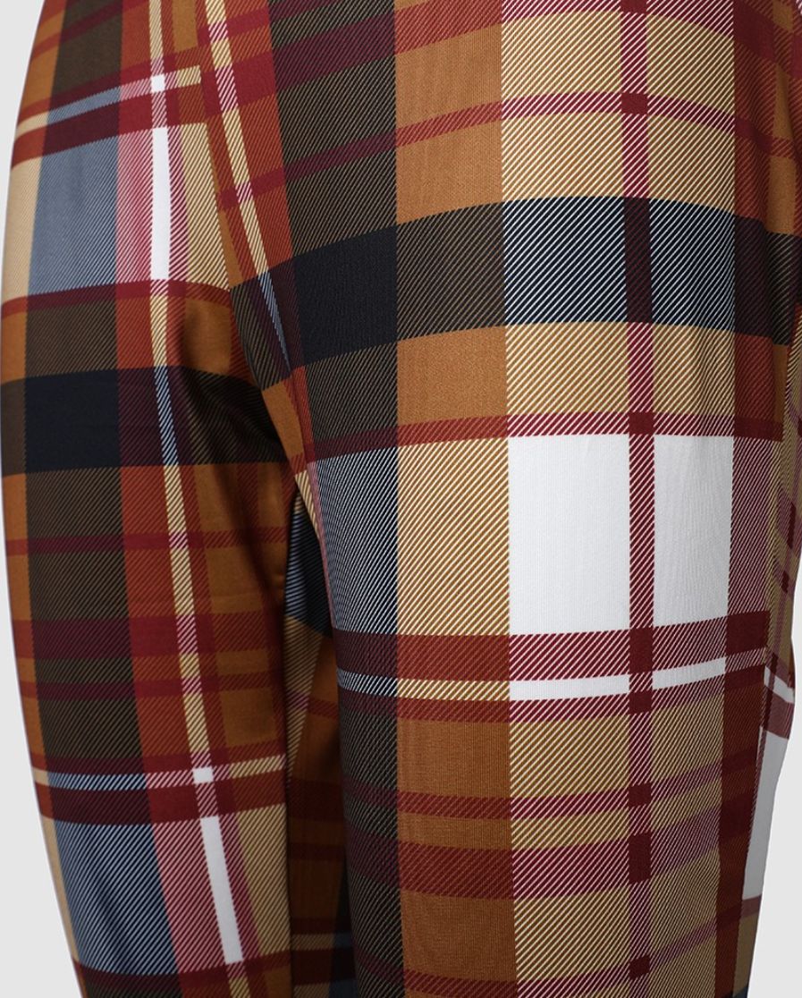 Plus Size Women's High Waist Plaid Print Casual Pants 8