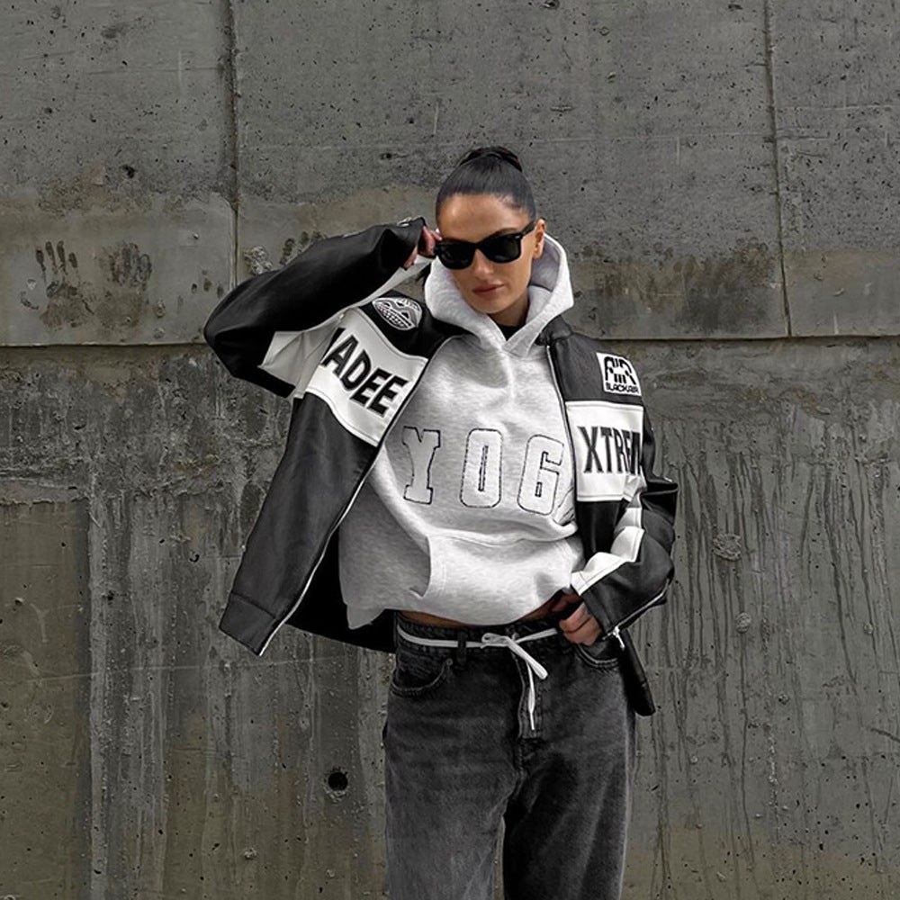 Women Casual Embroidered Yoga Letter Printed Loose Hoodies 7