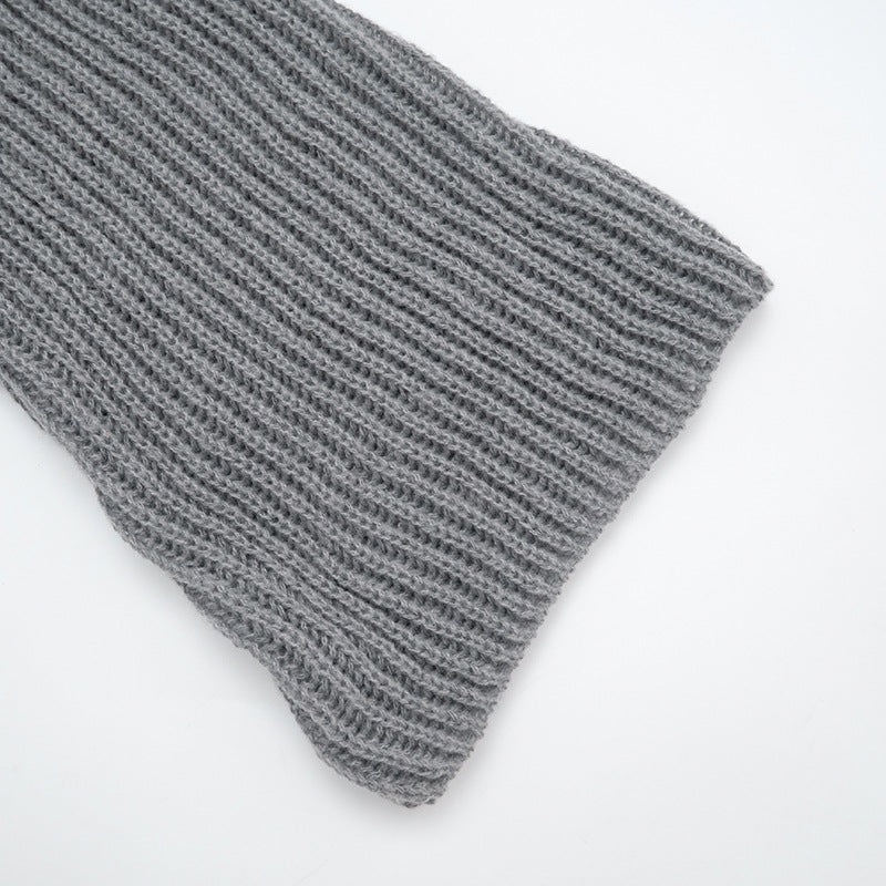 Women's Autumn & Winter Solid Color Casual Loose Cowl Neck Knitted Mid-Long Sleeve Dress 19