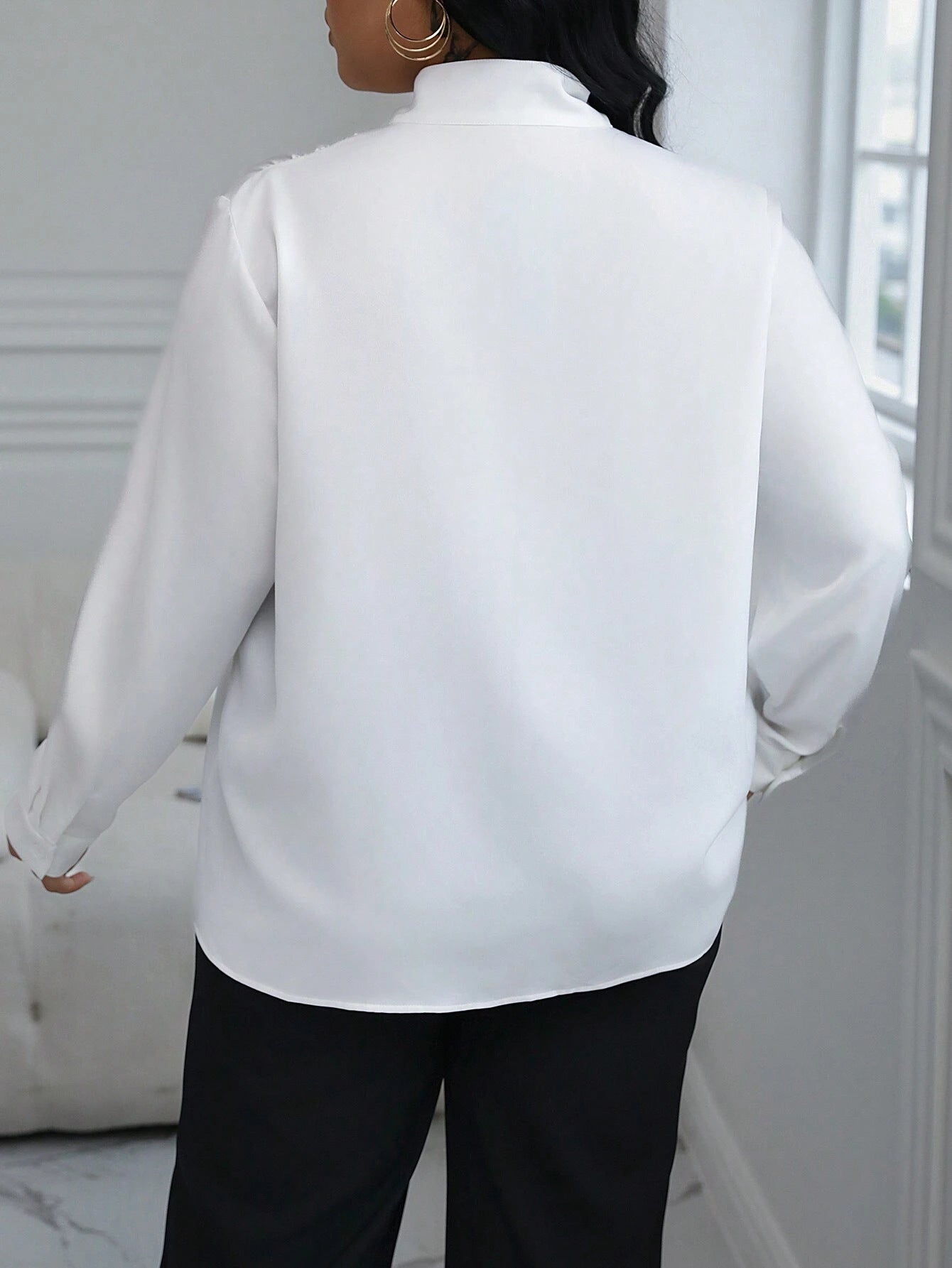 Women Spring Long Sleeve Ribbon Shirt 5