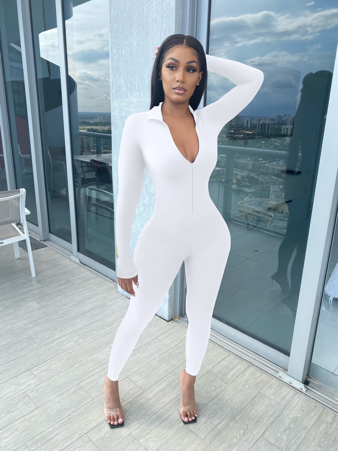 Women Autumn Zipper Jumpsuit 4