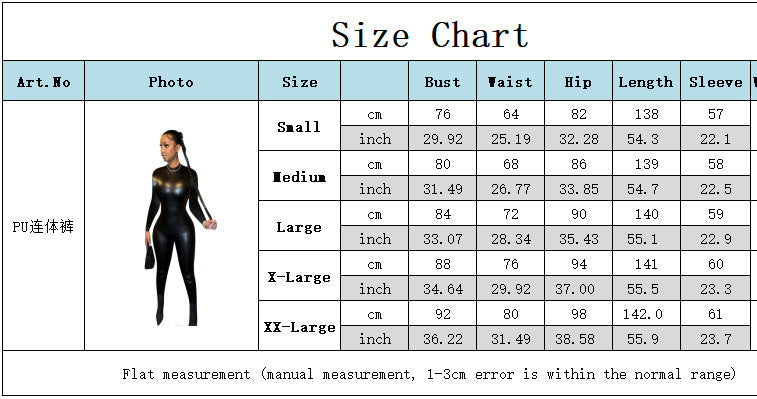 Women Fall Women Clothing Solid PU-Leather Pleated Snake Print Long Sleeve Bodycon Jumpsuit 7