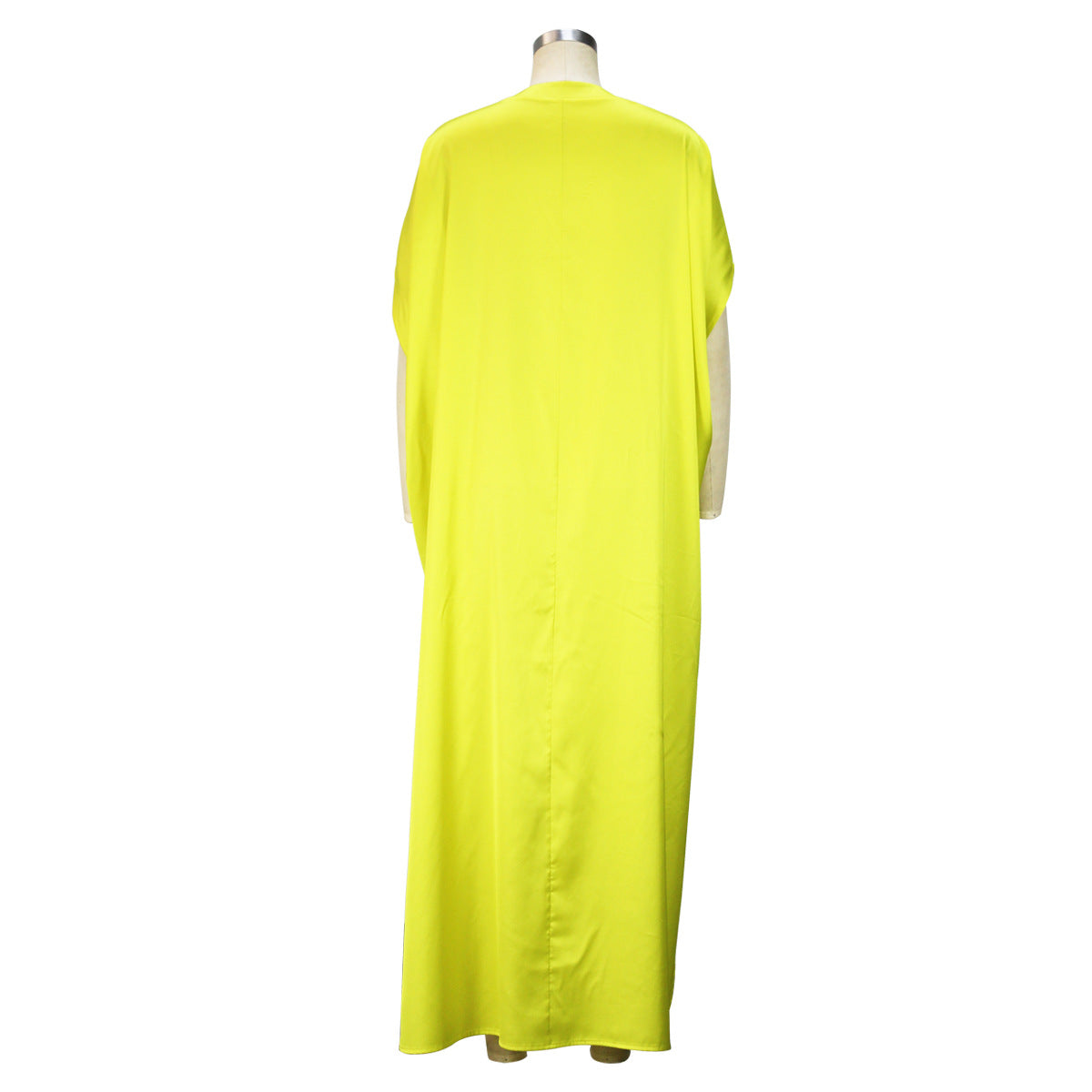 Women's Bat Sleeve V-Neck Fashion Irregular Loose Satin Dress 14