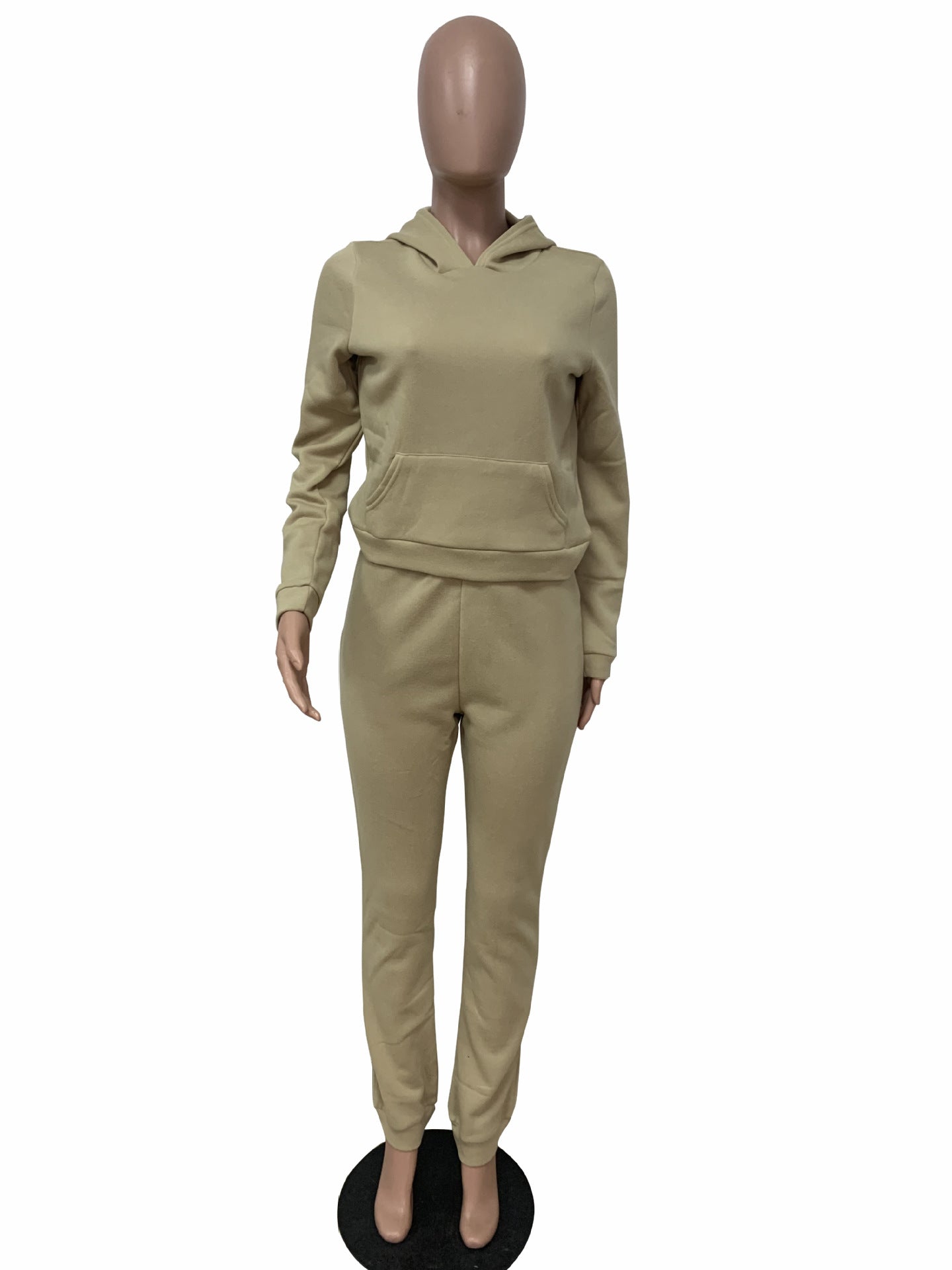 Women Fall/Winter Solid Hoodies and Pant Sport Two-Piece Set 27