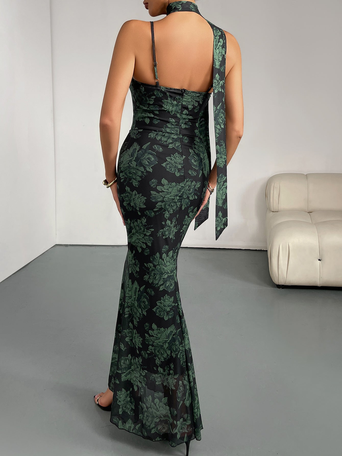 Slim Printed Strap Dress for Women 3