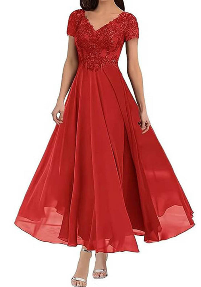 Plus Size Women V-neck Chiffon Formal Party evening dress（Processing time need 3-6 days）