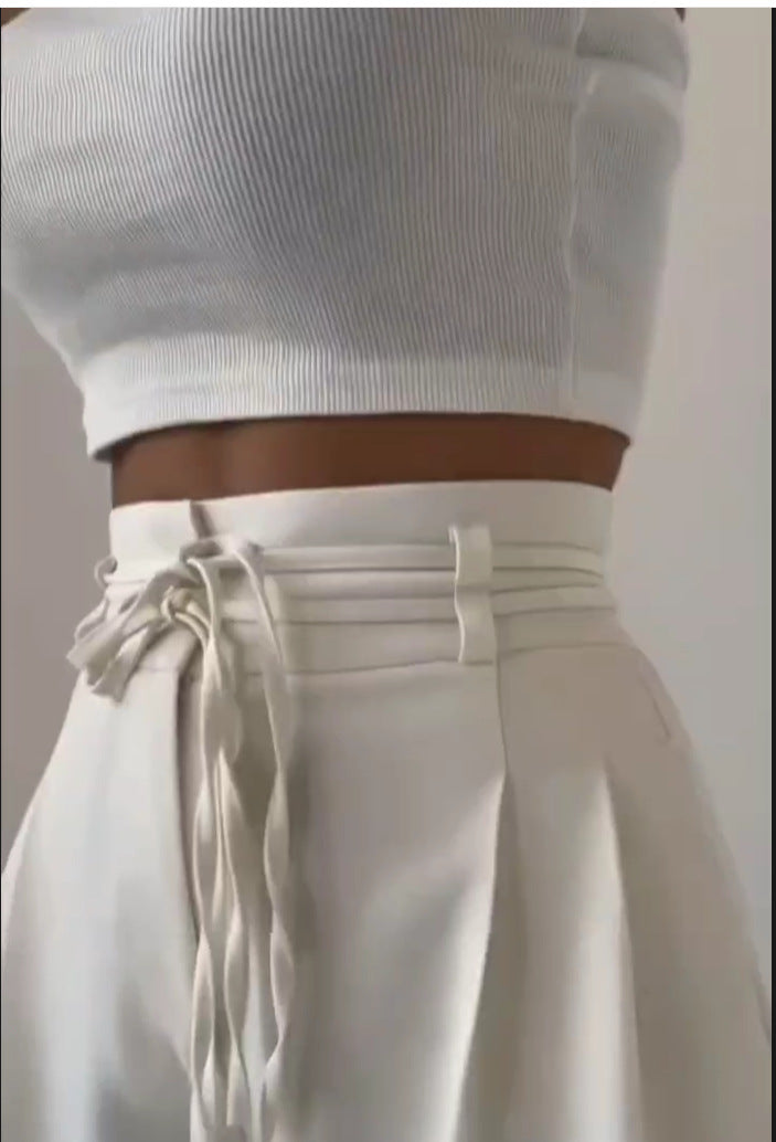 Women's Casual Solid Color High-Waist Wide-Leg Pants 7