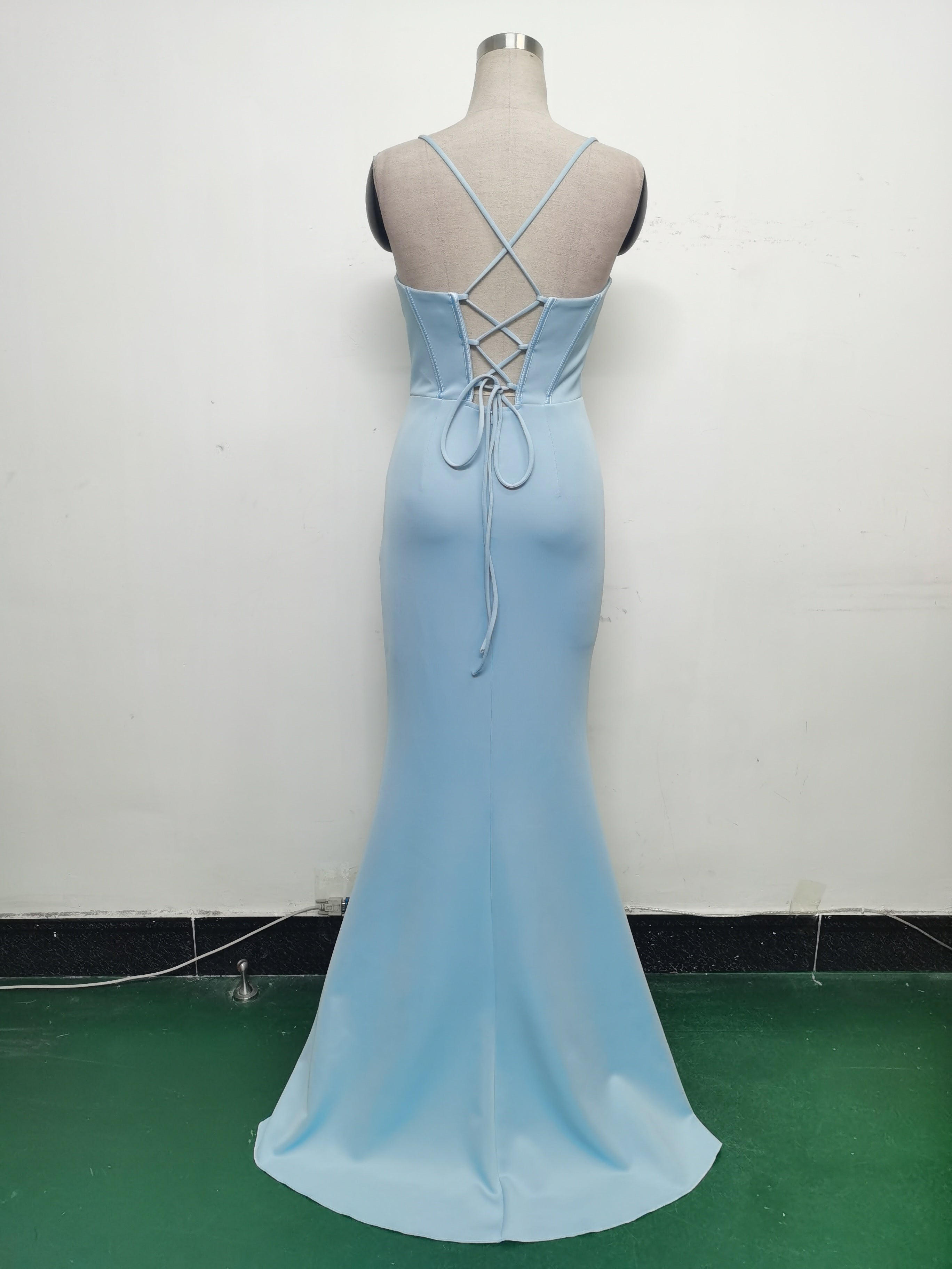 Luxury Strap Fishbone Slim Waist Evening Dress 32