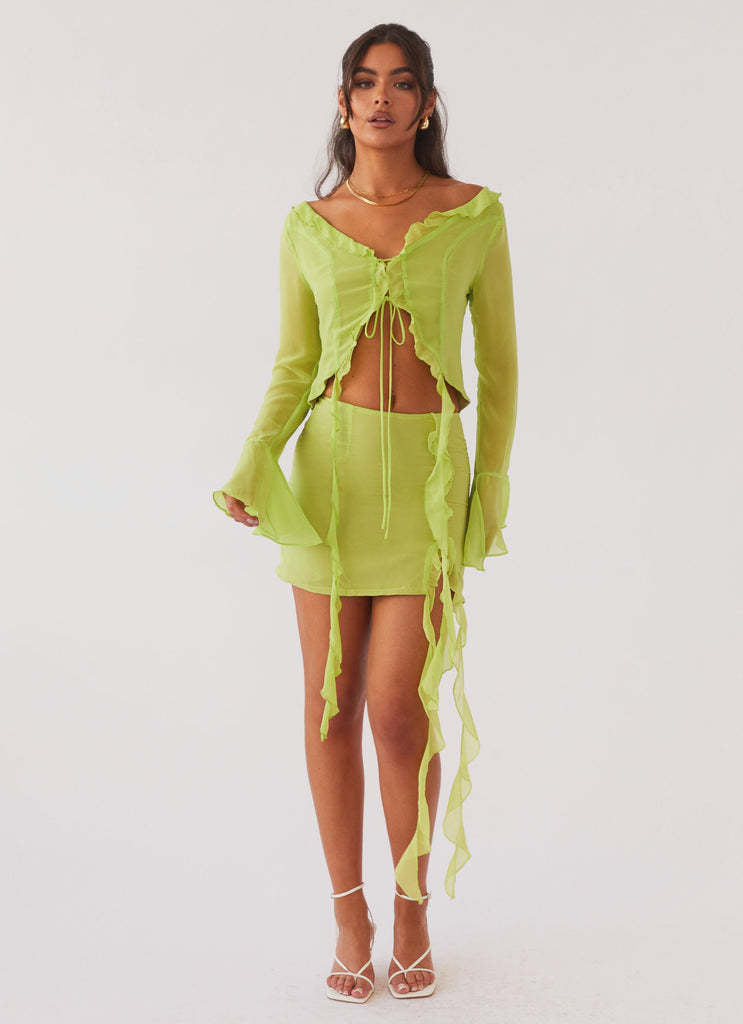 Sexy ruffle slim women's clothing tassel long sleeve top Bodycon skirt two piece set