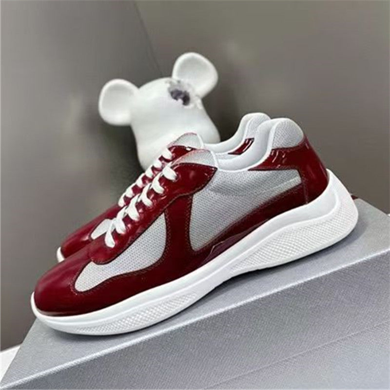 PUatent Leather Fashion Casual Sneakers Breathable White Classic Men's Shoes 42