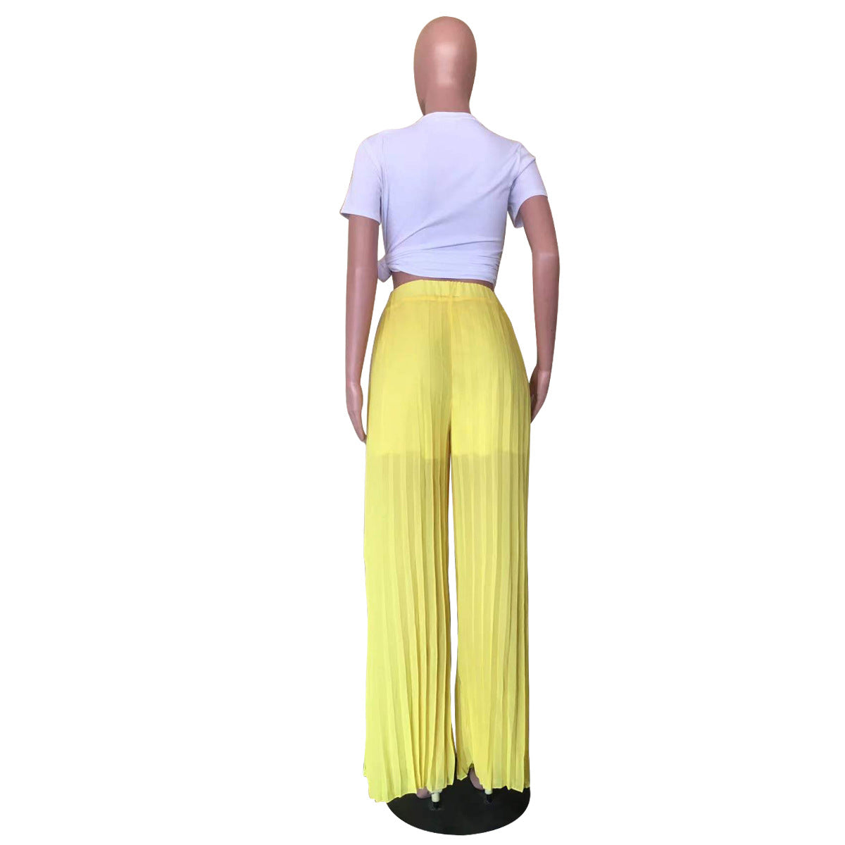 Spring Solid Pleated Wide-Leg Pants 20