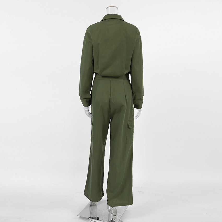 Women American long-sleeved Cargo Jumpsuit 10