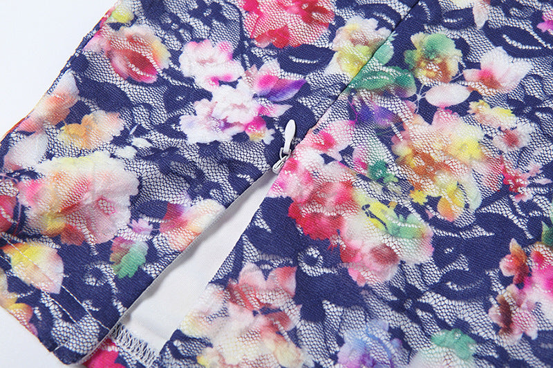 Fashion Sexy V-Neck Lace Patchwork Floral Strap Women's Dress 29