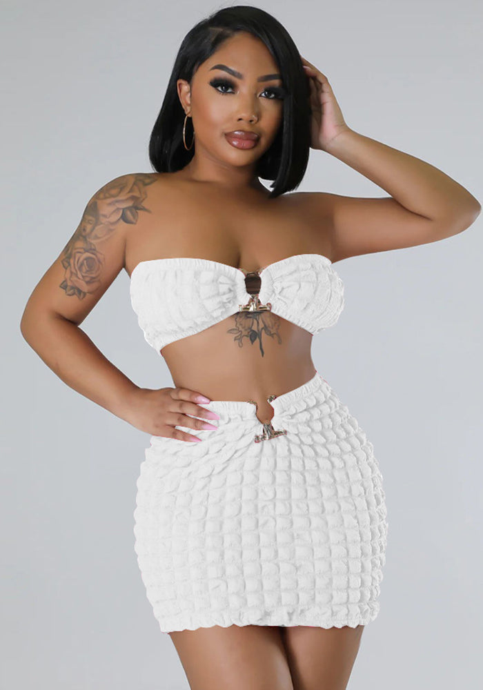 Women Sexy Bandeau Top and Skirt Two-Piece Set