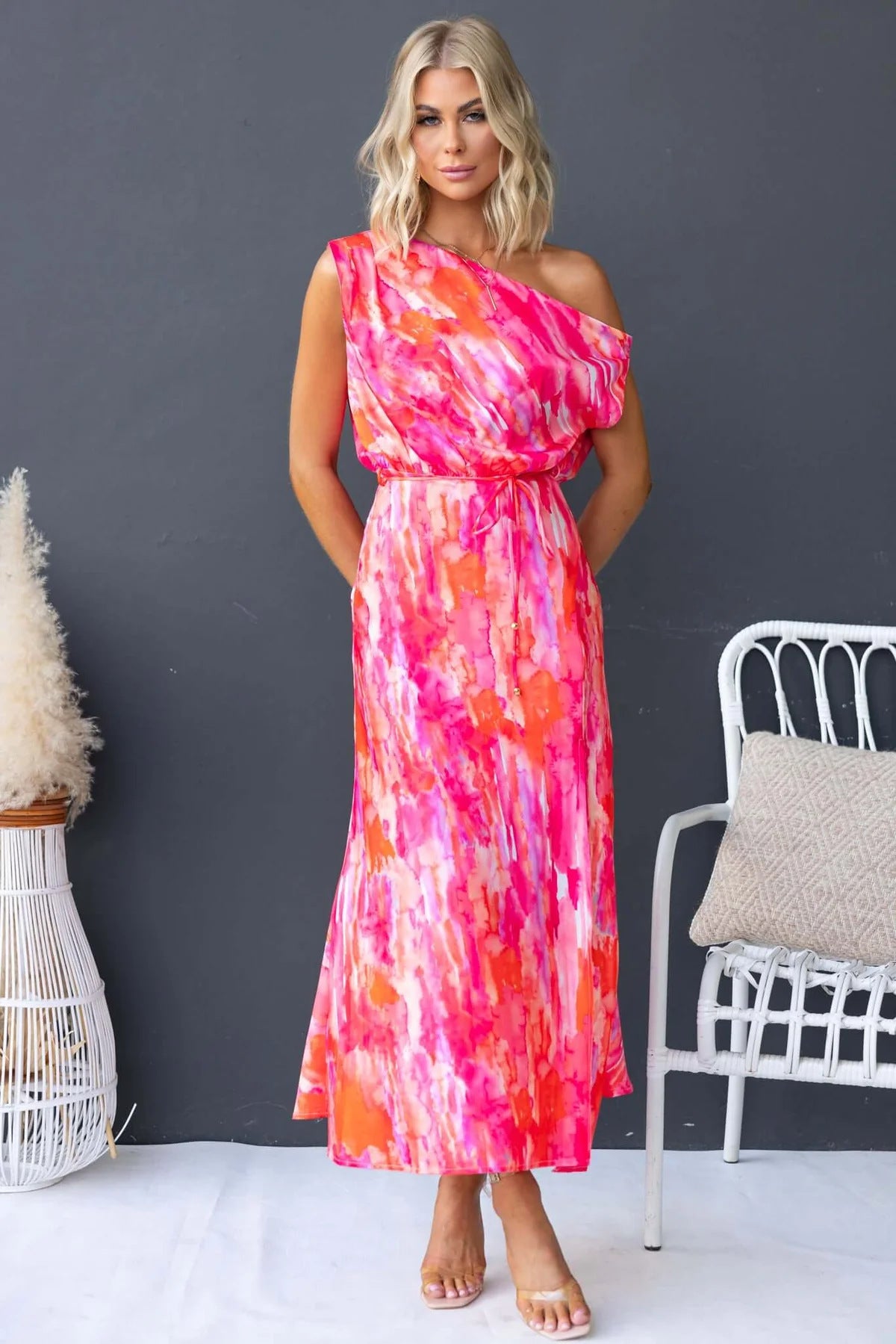 Women Summer Slit Sleeveless Print Dress 4