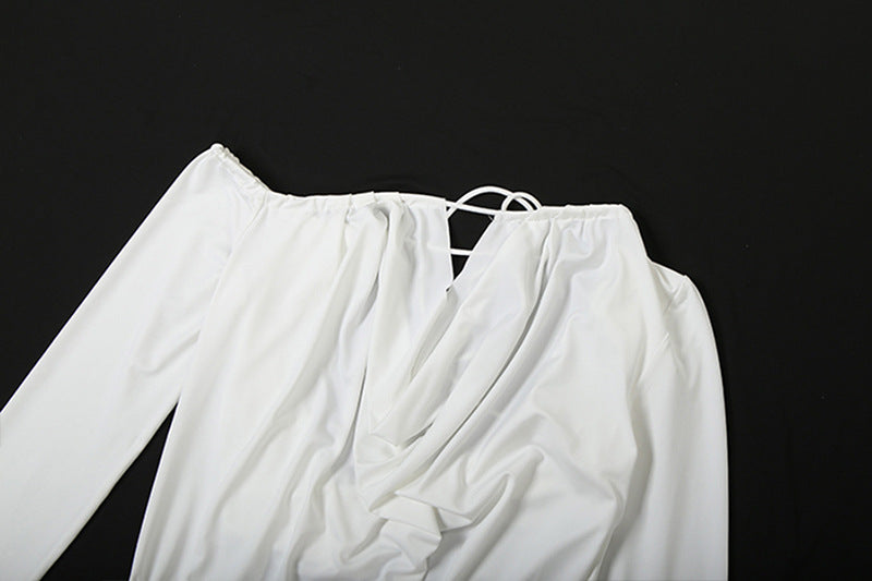 Women autumn/winter sexy backless lace-up off-shoulder bodycon dress 11