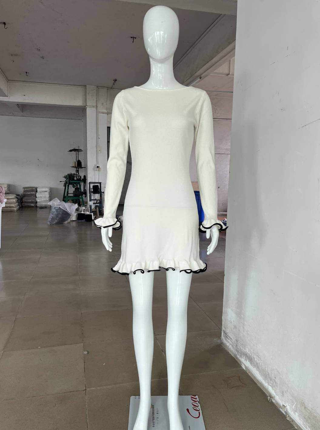 Sexy Tight Fitting Ruffle Knitting Long-Sleeved Autumn And Winter Dress 11