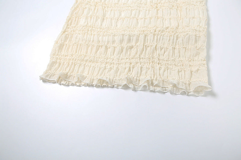 Spring Halter Neck Low Back Vest Pleated Chiffon Sexy Long Skirt Two Piece Set 22