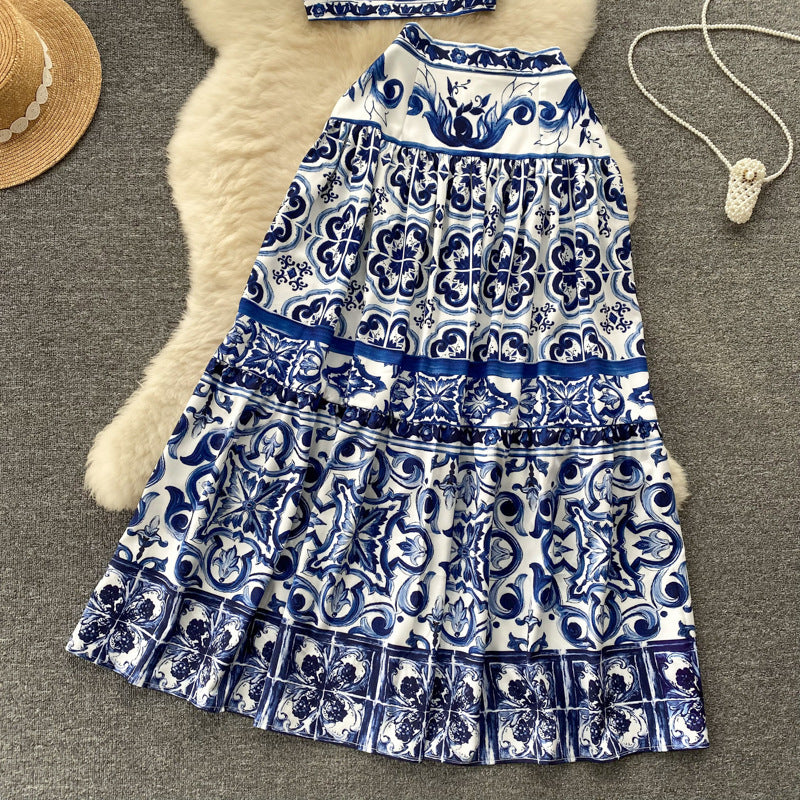 Women Summer Printed Camisole + Skirt Two-piece Set 9