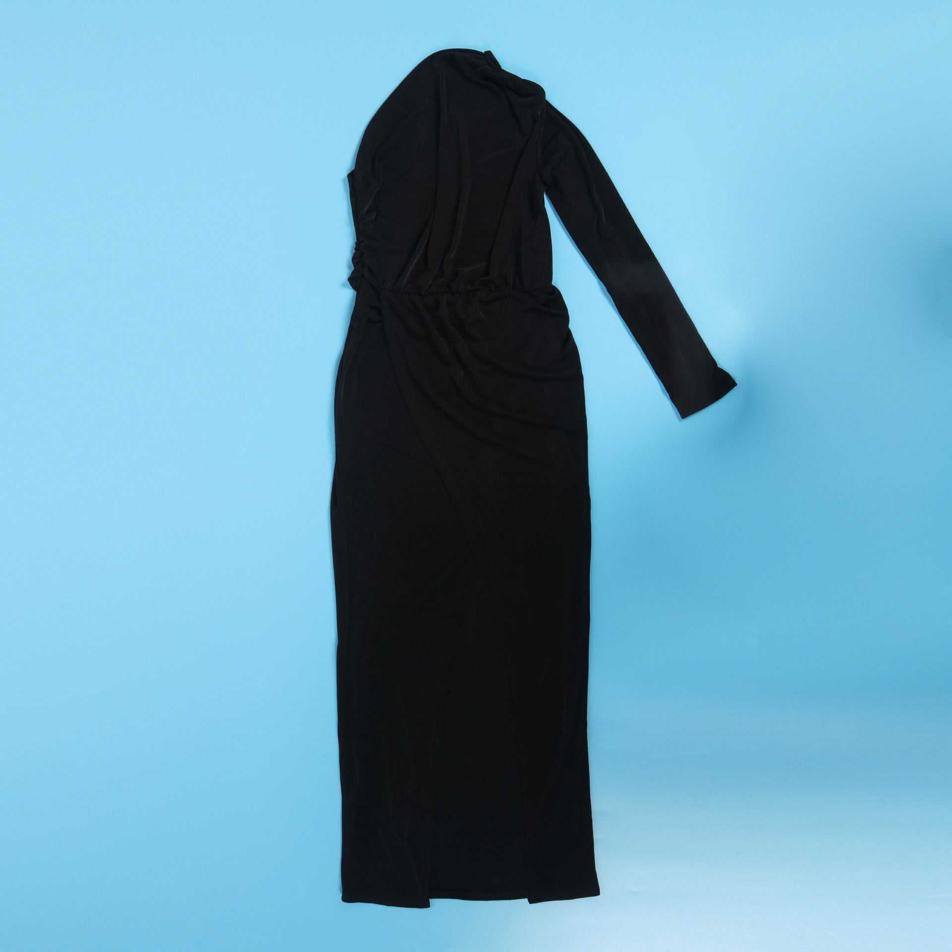 Women Sexy Solid Slit One Shoulder Dress 17