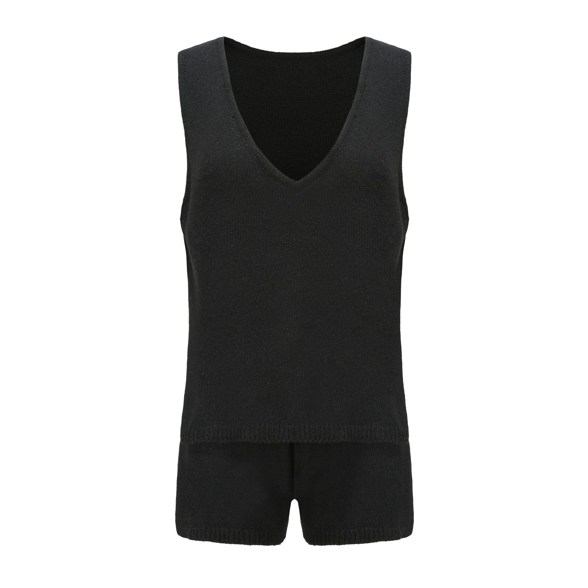 Summer fashion casual deep V-neck knitting vest and shorts two-piece set 32