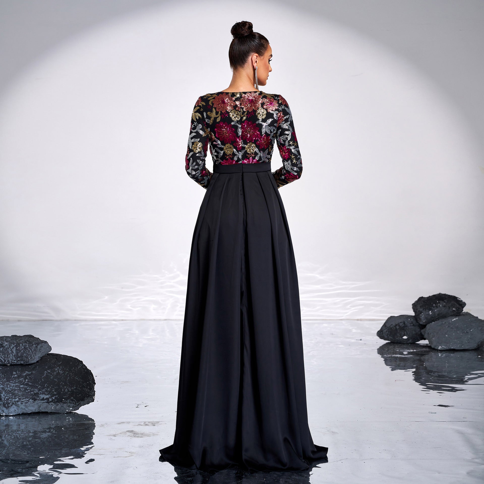 Long Sleeve Round Neck Long Sequin Formal Party Evening Dress Bridesmaid Dress 4