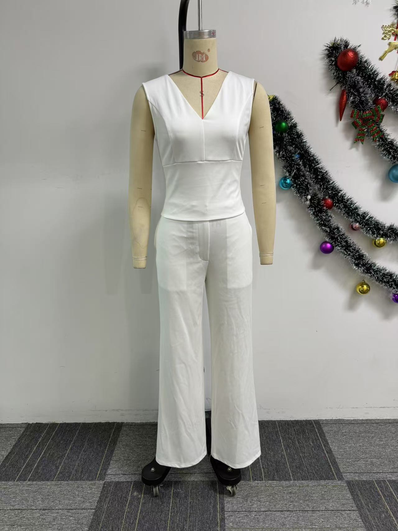 V-Neck Bow Detail Vest Trousers Two-Piece Set 10