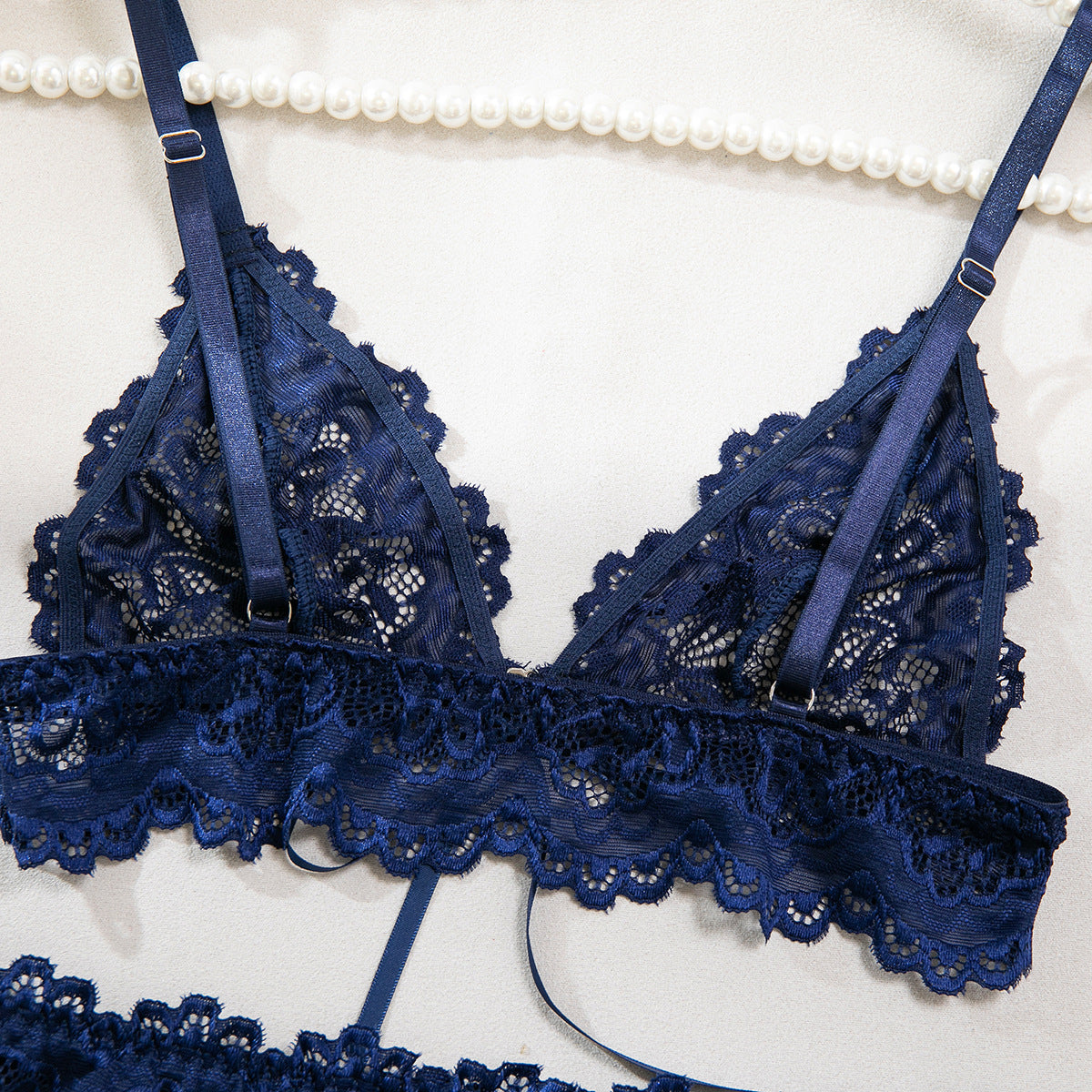 Women lace lace-up with cross-cut see-through lingerie set with sexy lingerie 14