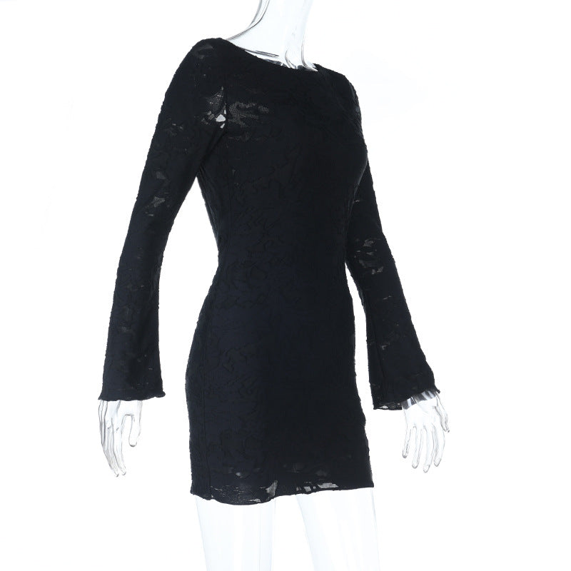 Women fall backless sexy solid bodycon dress 6