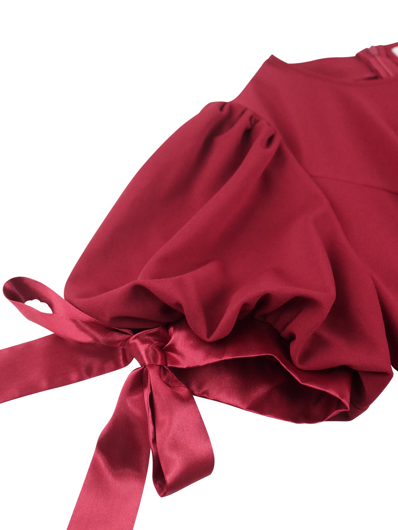 Round Neck Elegant Party Evening Dress Patchwork Fashion Puff Sleeve Party Dress 7