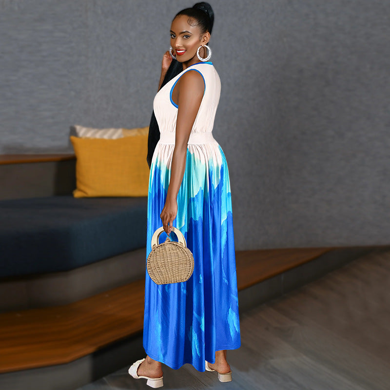 Plus Size Women Sleeveless Round Neck Elegant Dress