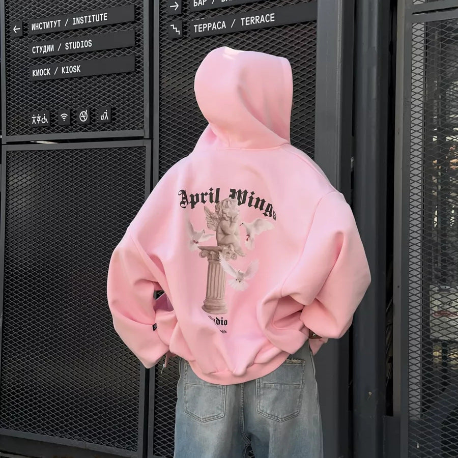 Women's Spring And Autumn Style Printed  Hooded Loose Fashion Hoodies