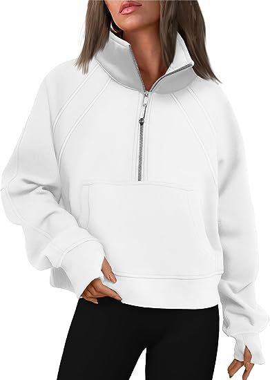 Autumn and Winter Women's Half-Zip Short Stand Collar Plush Solid Color Top 3