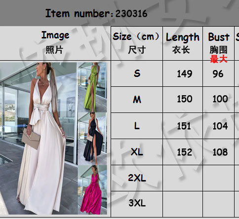 Spring Summer Sexy Solid Tie Long Dress Loose Casual Party Dress 14