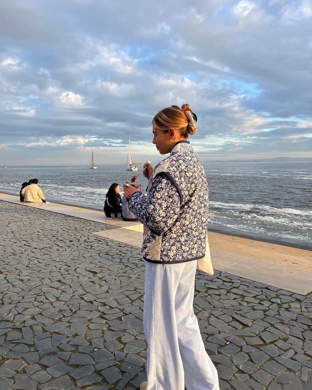 Women Padded Printed Long Sleeve Detachable Vest Jacket 5