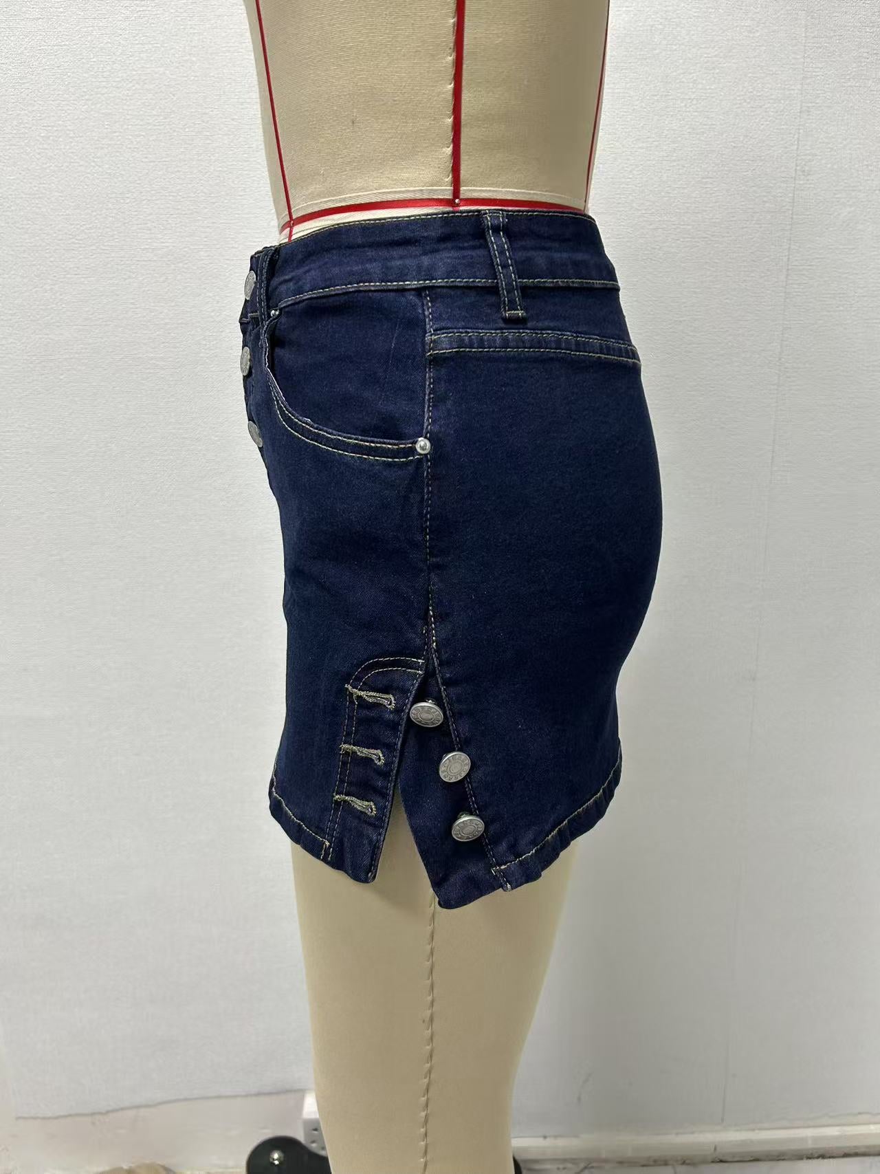 Sexy summer High Stretch Bodycon mini Denim skirt 39
