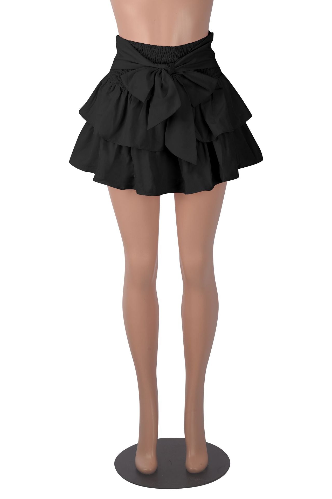 Women Solid Sexy Bow Pleated Skirt 12