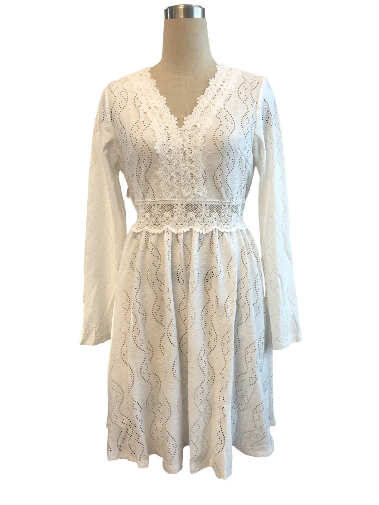 Elegant Women's Solid Lace Patchwork Mini Holidays Dress Sundress 10