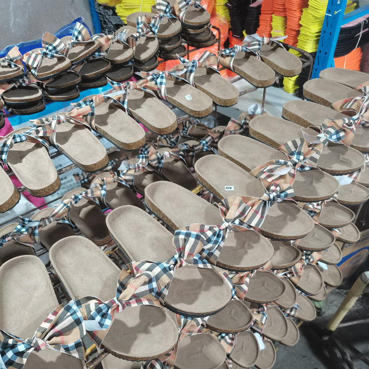 Slippers women's summer Outdoor Wear summer bow home shoes women's flat heel sandals beach slippers 5