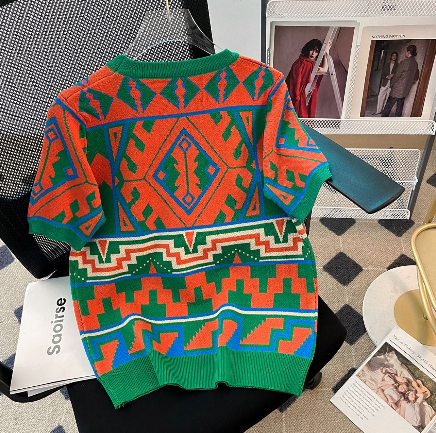 Summer Short Loose Contrasting Color Trendyknitting Top Short-Sleeved T-Shirt 16