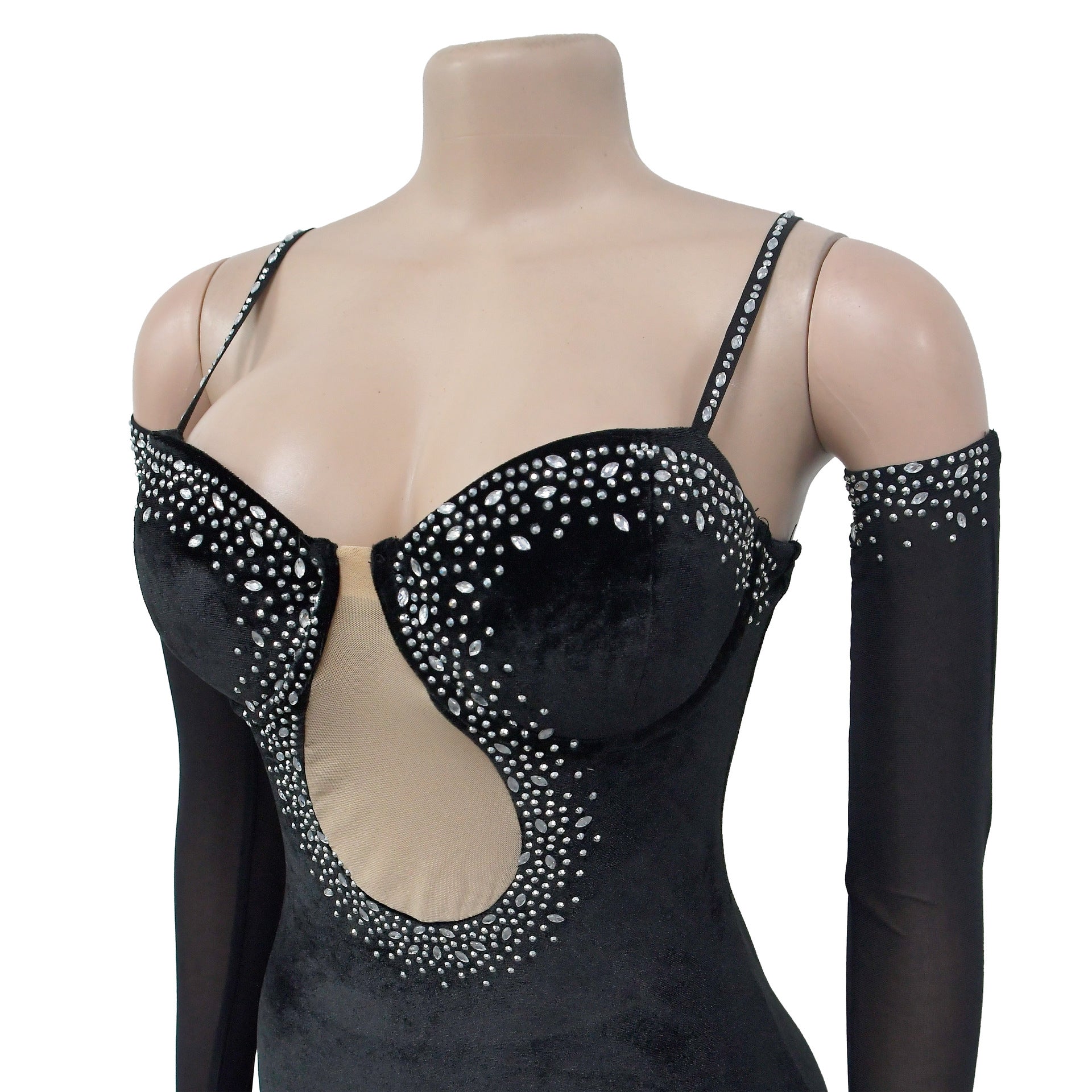 Women Solid Sexy Strapless Beaded Maxi Dress 16