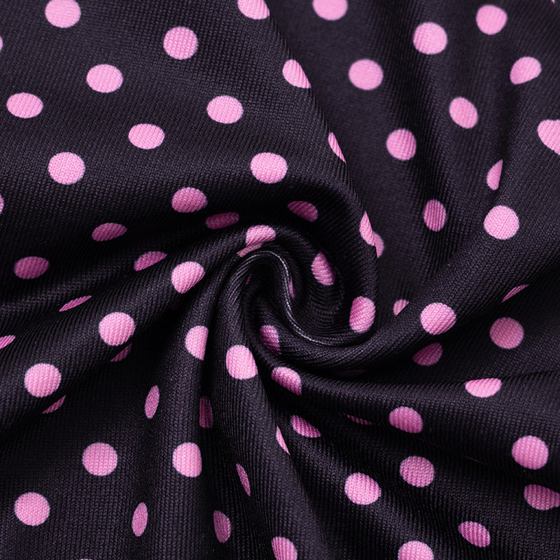 Women polka dot print long-sleeved zippered top and shorts two-piece set 18