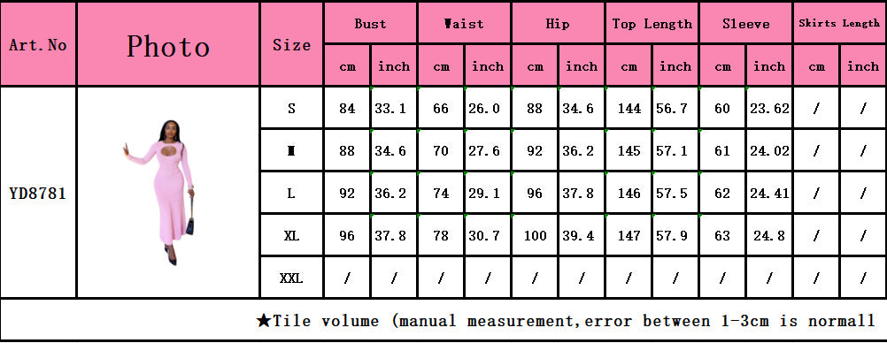 Women's Clothing Sexy Fashion Keyhole Solid Long Sleeve Dress Women's Clothing 12